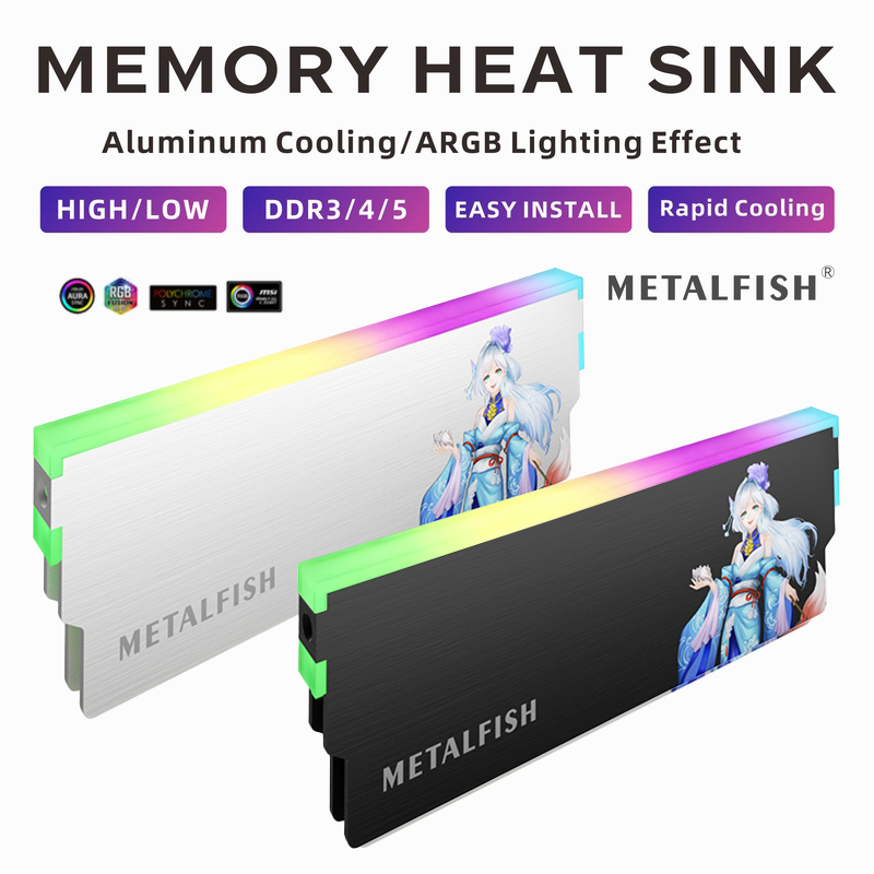 Ddr4 Desktop Ram - METALFISH DRAM Heatsink 5V-3PIN ARGB DDR3