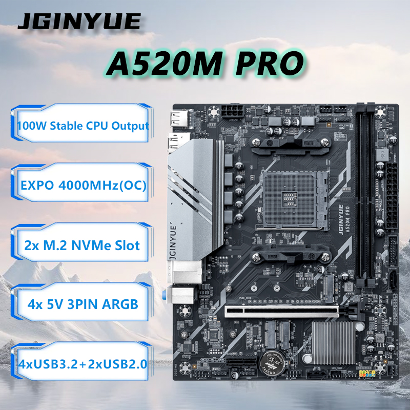 JGINYUE A520M PRO Motherboard  - Ddr4 3200Mhz ulasan dan harga